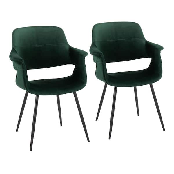 Lumisource Vintage Flair Green Velvet and Black Metal Arm Chair (Set of 2)