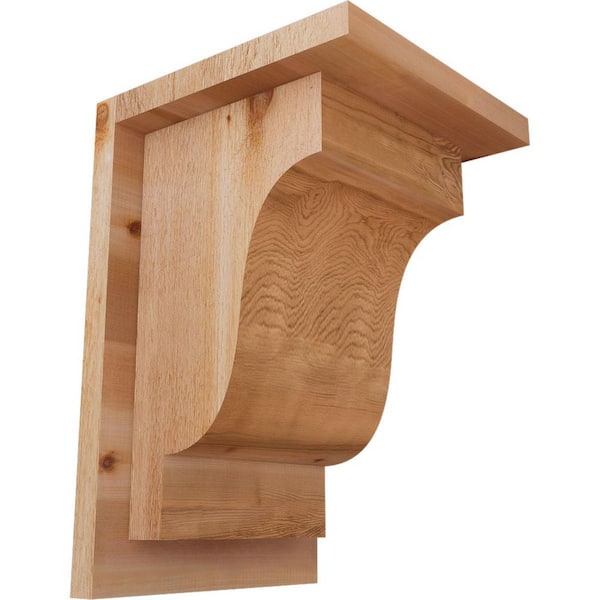 Ekena Millwork 8 in. x 8 in. x 12 in. Western Red Cedar Newport Rough Sawn Corbel with Backplate