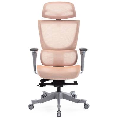 Pink Office Mesh Ergonomic Chair with Adjustable Headrest