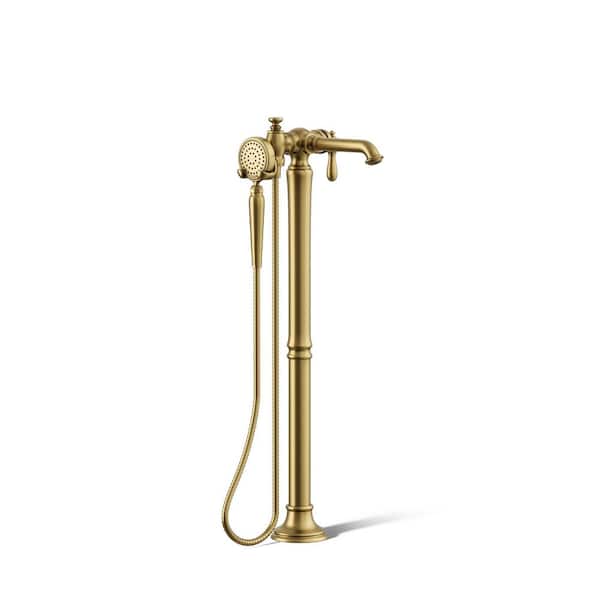 KOHLER Artifacts Single-Handle Floor-Mount Roman Tub Faucet Bath Filler Trim in Vibrant Brushed Moderne Brass