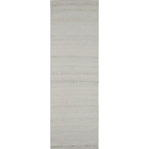 Ivory 2 ft. x 8 ft. Rectangle Solid Color Polyester Area Rug