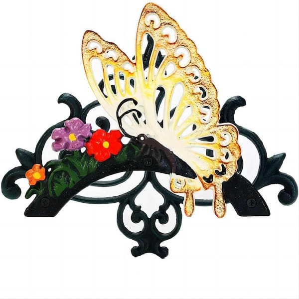 Butterfly Cast Iron Hose Organizer, Heavy Duty Water Hose Holder, Garden and Yard Wall Mounted Decoration