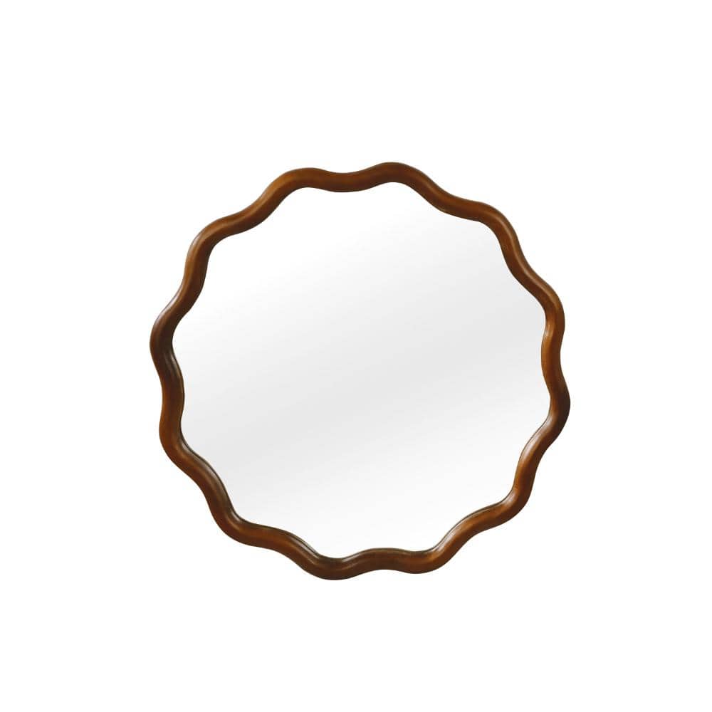 Black Walnut 24 in. W x 24 in. H Wavy Round Solid Wood Framed Bathroom Vanity Mirror price history on PriceWatchPro