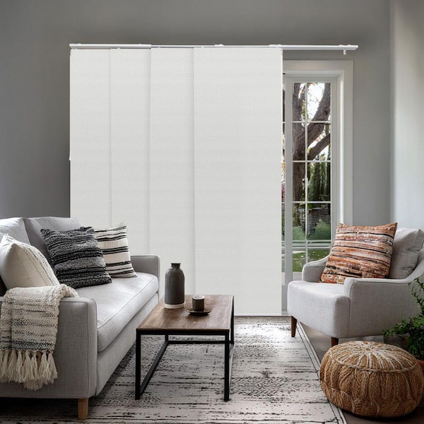 Solar Snow-Bound Cordless Blackout Adjustable Sliding Panel Track Blind with 23 in. Slats Up to 86 in. W x 96 in. L
