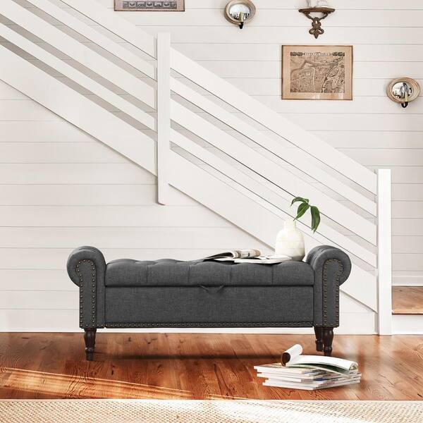 OrangeOne Cerella 50 Gray Tufted Fabric Upholstered