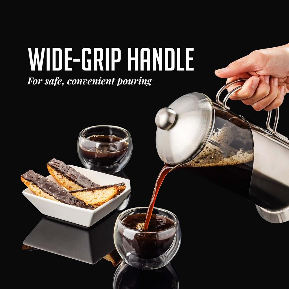 34 oz Silver Stainless Steel French Press Coffee Maker