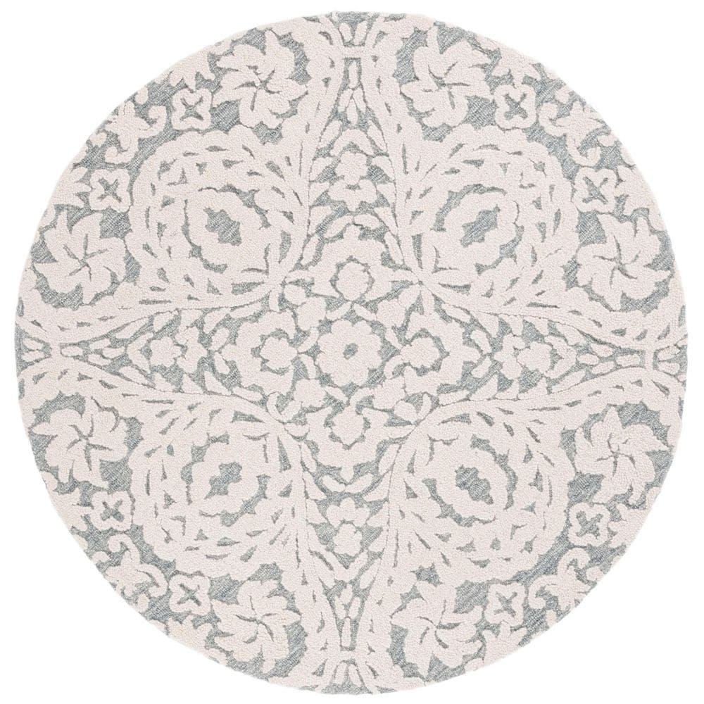 Metro 6 ft. x 6 ft. Ivory/Gray Floral High-Low Round Area Rug price history on PriceWatchPro