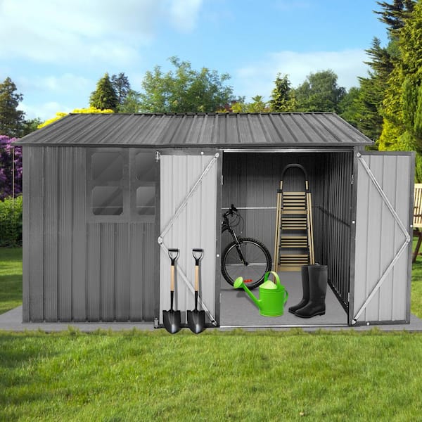 Hot Sale 10 ft. W x8 ft. D Gray Metal Outdoor Storage Shed with