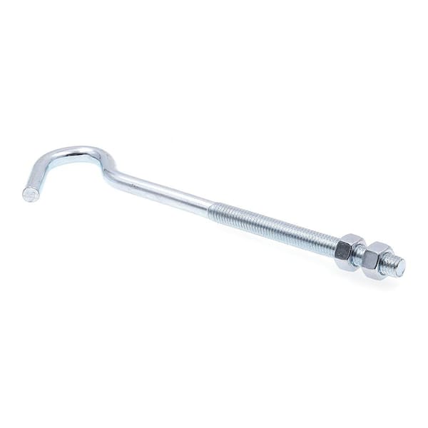 Prime-Line 3/8 in.-16 x 7-1/4 in. Zinc Plated Steel Clothesline Hooks With Nuts (10-Pack)