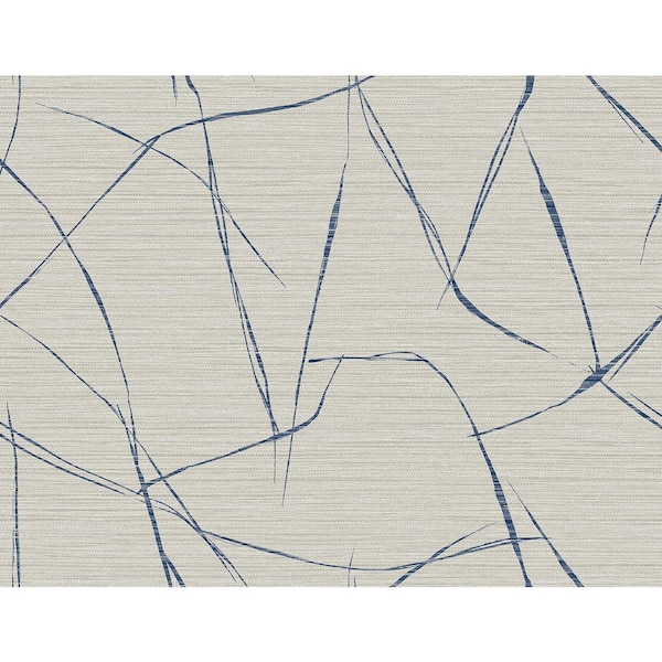 Seabrook Designs 60.75 sq. ft. Denim Blue Davenport Sketch Embossed Vinyl Unpasted Wallpaper Roll