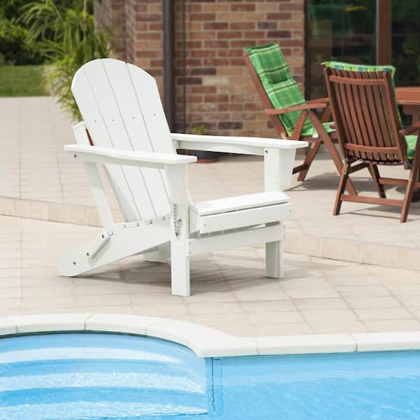 Cesicia Classic White Patio Outdoor Folding Plastic Adirondack Chair