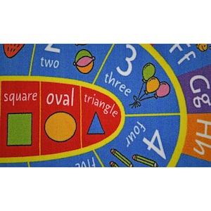 Multi-Color Boy Girl Kids Nursery Playroom or Bedroom ABC Alphabet Numbers and Shapes 3 ft. x 5 ft. Oval Area Rug Carpet