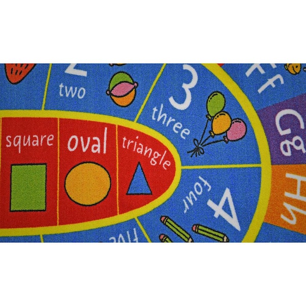 Multi-Color Boy Girl Kids Nursery Playroom or Bedroom ABC Alphabet Numbers and Shapes 3 ft. x 5 ft. Oval Area Rug Carpet