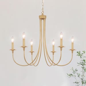 6 Light Spray-painted Gold Modern Chandeliers for Kitchen Living Room Bedroom Hallway