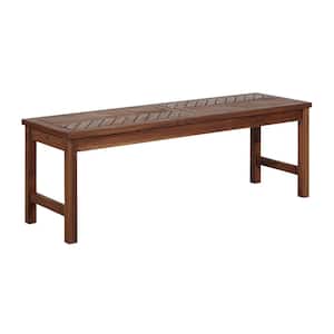 Modern Style Dark Brown Acacia Wood Outdoor Bench, Natural Grain Stained for Outdoor Use, Backyard, Patio, Deck or Porch
