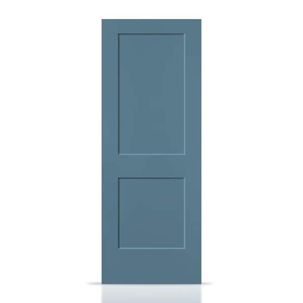 36 in. x 80 in. Dignity Blue Painted MDF Solid Core 2 Panel Shaker Interior Slab Door