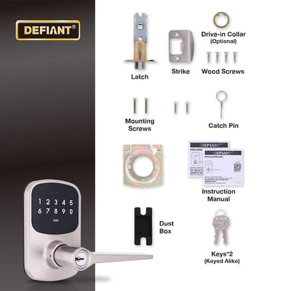 Defiant Compact Touch Satin Nickel Electronic Touchpad Keyed Entry
