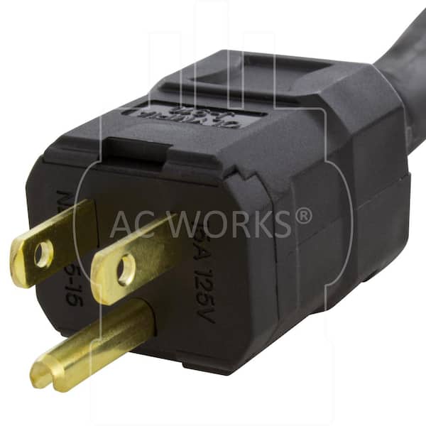 AC Works 1 ft. 50 Amp 14-50 Piggy-Back Plug with 6-20R Connector Adapter Cord