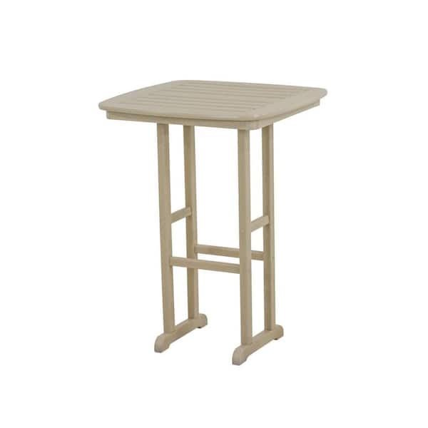 POLYWOOD Nautical Sand 31 in. Plastic Outdoor Patio Bar Table