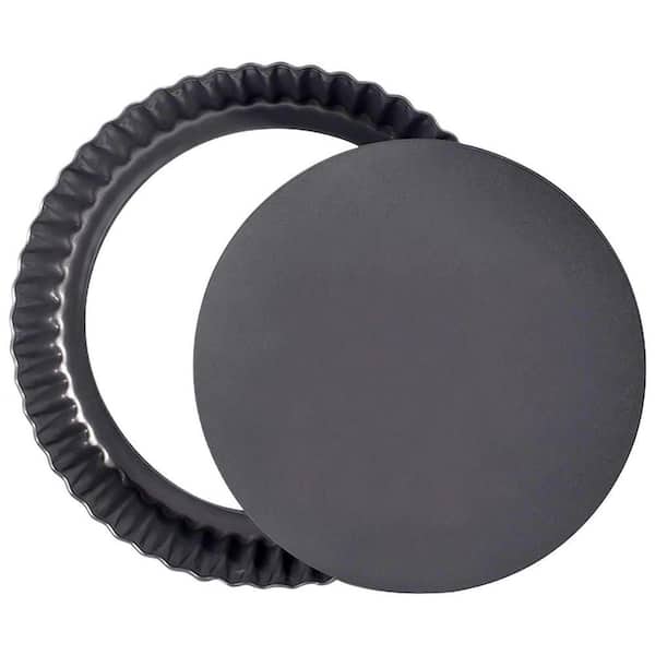 Fluted 9 Inch Round Carbon Steel Tart Pan Nonstick Removable Bottom Pie Baking Mold for Cake Pizza Quiche