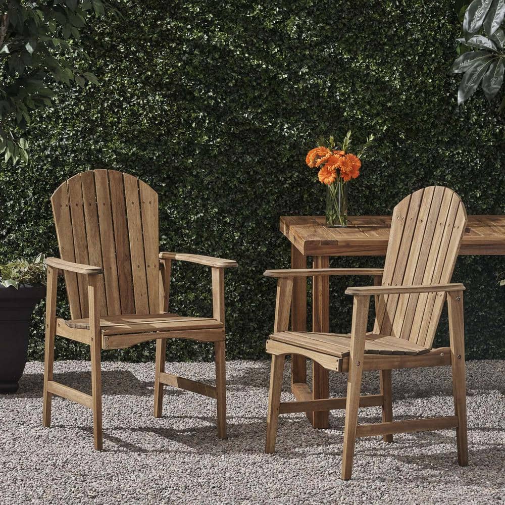 Natural Weather Resistant Acacia Wood Outdoor Dining Chairs Patio Chairs Se