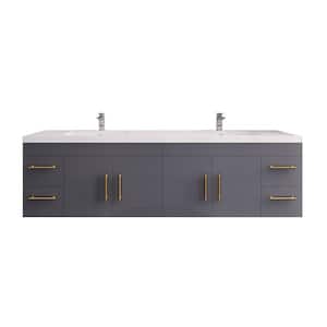 Elsa 83.44 in. W x 19.50 in. D x 22.05 in. H Bathroom Vanity in High Gloss Gray with White Acrylic Top