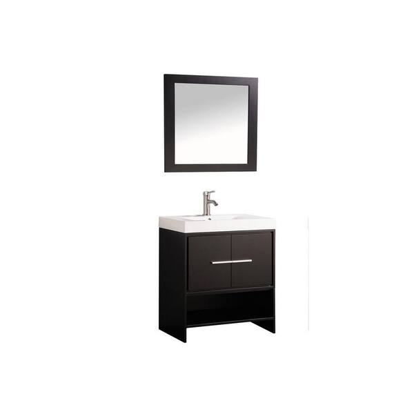 VOLPA USA AMERICAN CRAFTED VANITIES Cypress 30 in. W x 18 in. D x 36 in. H Vanity in Espresso with Acrylic Vanity Top in White with White Basin