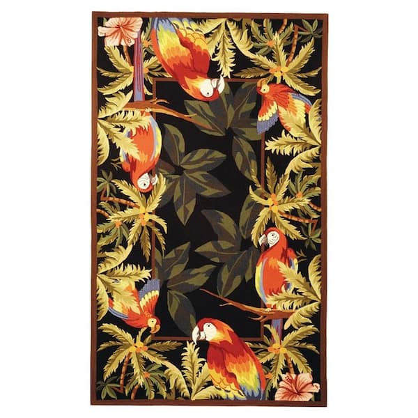 SAFAVIEH Chelsea Black 6 ft. x 9 ft. Palm Tree Floral Border Area Rug