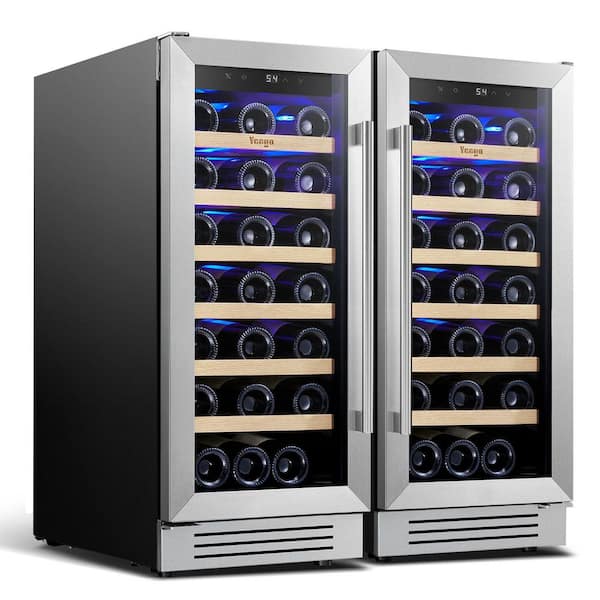 30 in. Dual Zone Built-in /Freestanding Cellar Cooling 66-Bottle Wine Cooler Side-by-Side Fridge in Stainless Steel
