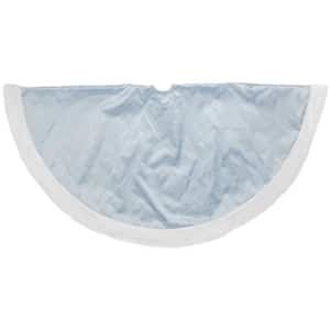 48 in. Sheer Blue Organza with Glitter Christmas Tree Skirt
