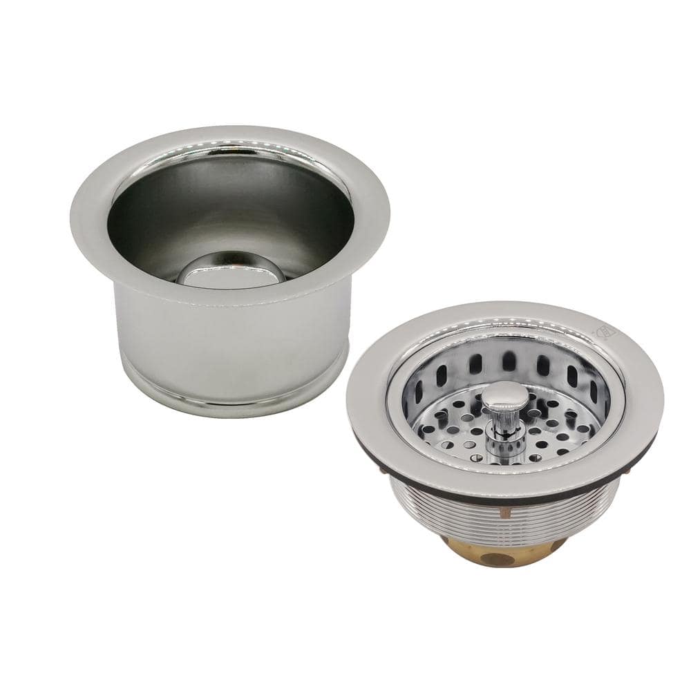 Westbrass COMBO PACK 3-1/2 in. Post Style Kitchen Sink Strainer and  Extra-Deep Collar Disposal Flange/Stopper, Polished Nickel CO2196-05 The  Home Depot