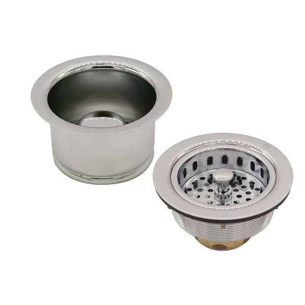 4-1/2 Kitchen Sink Drain with Basket Strainer - Brushed Nickel