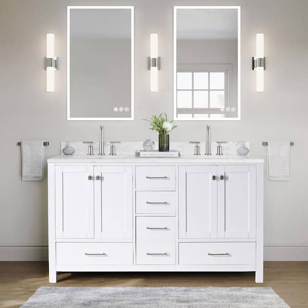 Unbranded 60 in. W x 21.8 in. D x 34.5 in. H Bath Vanity Cabinet without Top in White