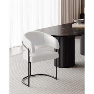 Augusta Modern White Faux Leather Upholstered Dining Arm Chair