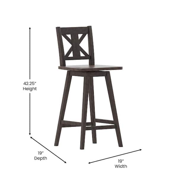 Carnegy Avenue 29 in. Gray Wash Walnut Full Wood Bar Stool with