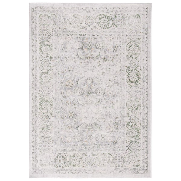 Palma 7 ft. x 9 ft. Beige/Green Distressed Border Area Rug