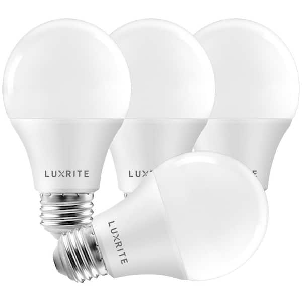 75-Watt Equivalent A19 Dimmable LED Light Bulb Enclosed Fixture Rated 3500K Natural White (4-Pack)
