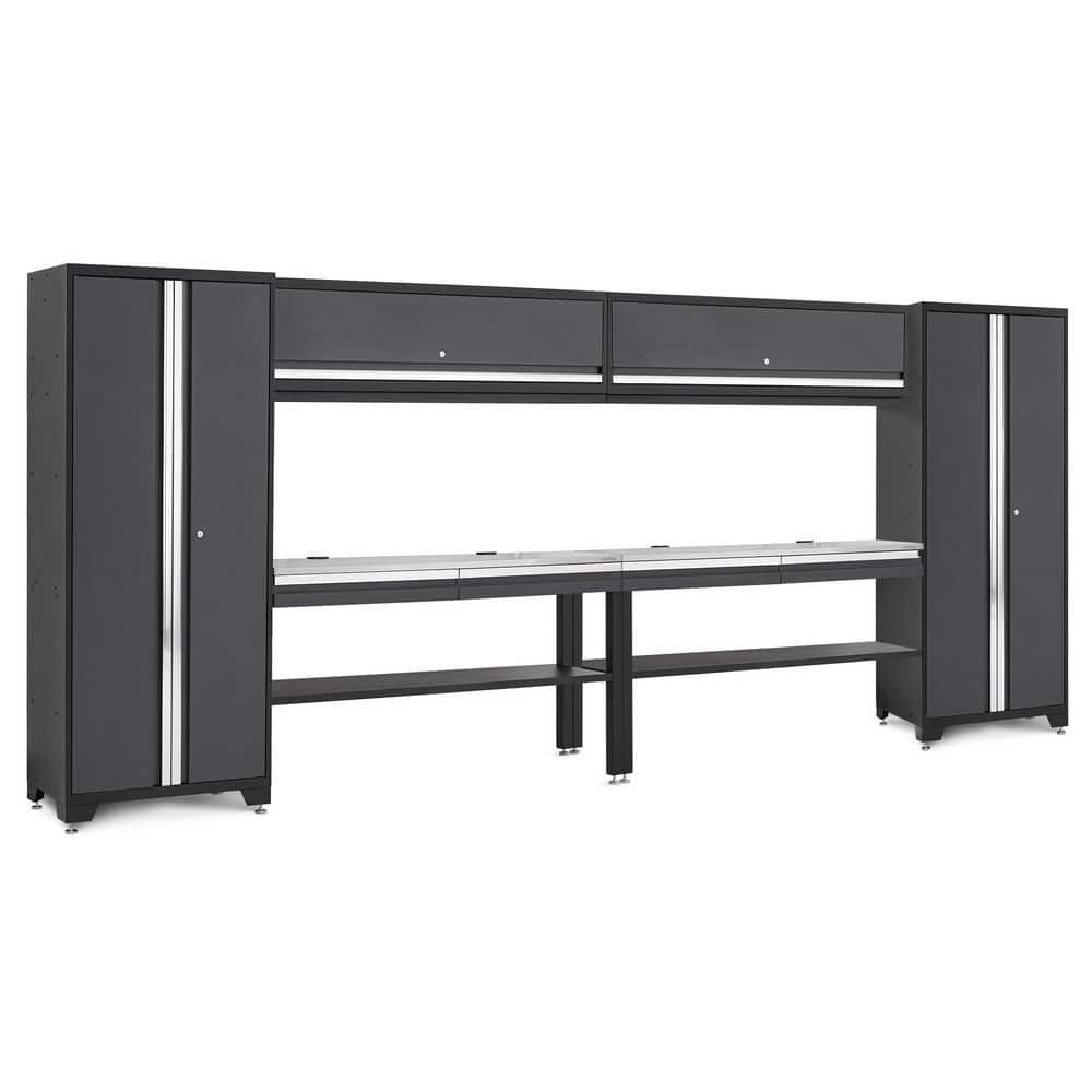 "Bold Series 180"" W x 76.75"" H x 18"" D Pre Assembled 24-Gauge Steel 8-Piece Garage Storage System in Gray with SS Worktop" price history on PriceWatchPro