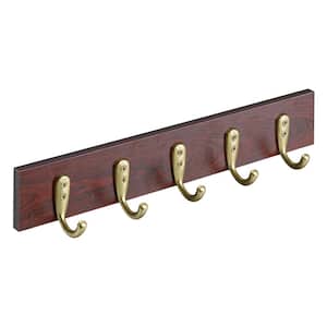 15.75 in. Cherry and Matte Gold 5 Single Hook Rail