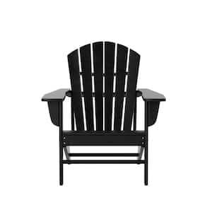 Traditional Curve back Black Plastic Outdoor Patio Adirondack Chair Set of 1