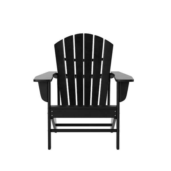 Zeus & Ruta Traditional Curve back Black Plastic Outdoor Patio Adirondack Chair Set of 1
