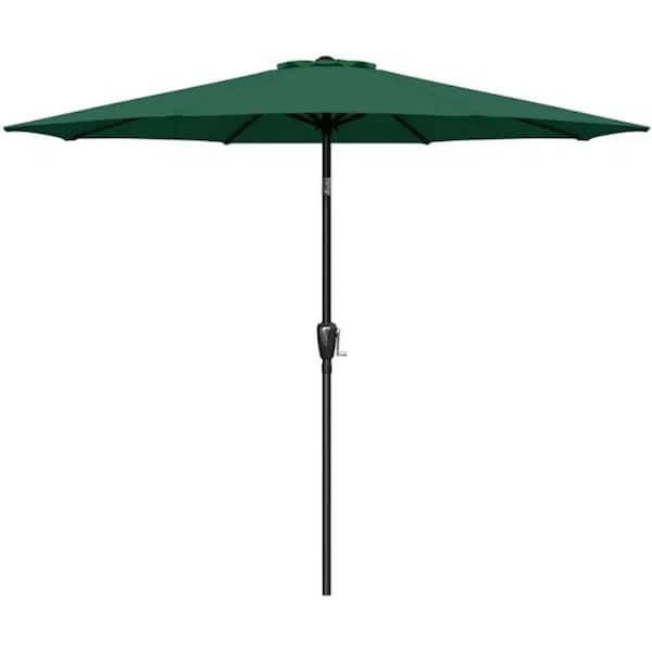 Tenleaf 9 ft. Aluminum Market Push Button Patio Umbrella in Green with 8-Sturdy Ribs
