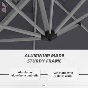 9 ft. x 11 ft. All-aluminum 360° Rotation Silvery Cantilever Outdoor Patio Umbrella in Gray with Beige Cover