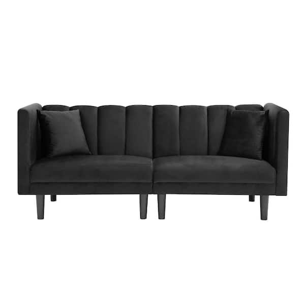 Unbranded 70 in. W Black Modern Folding Velvet Twin Size Sofa Bed