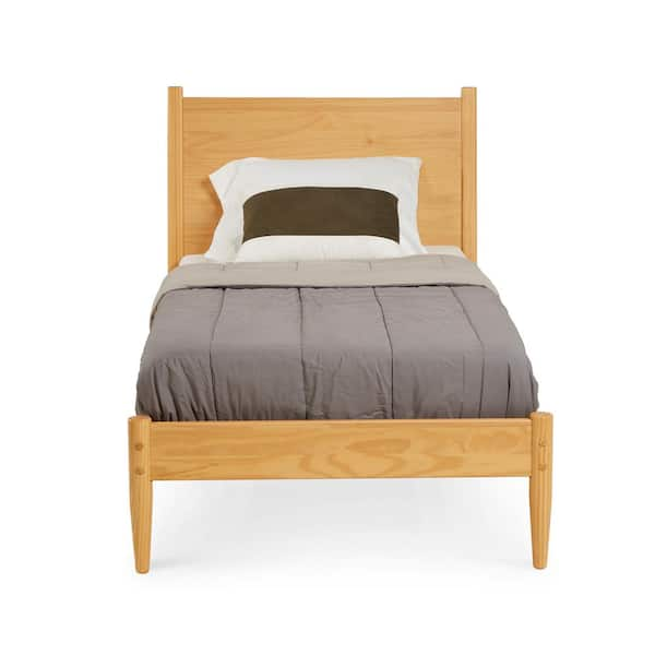 Camaflexi Mid-Century Scandinavian Oak, Twin Size, Panel Headboard, Platform Bed