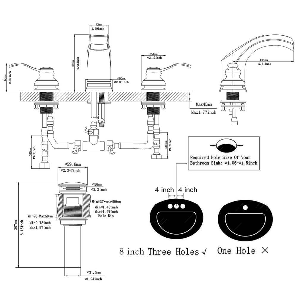 Chrome Polished 8-Inch Waterfall Widespread Bathroom Faucet