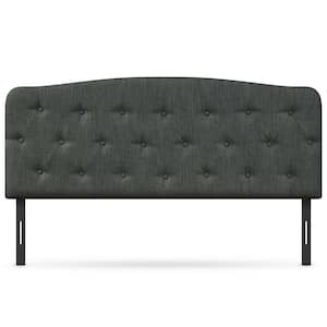 Dark Gray Full Size Faux Linen Upholstered Headboard with Adjustable Heights
