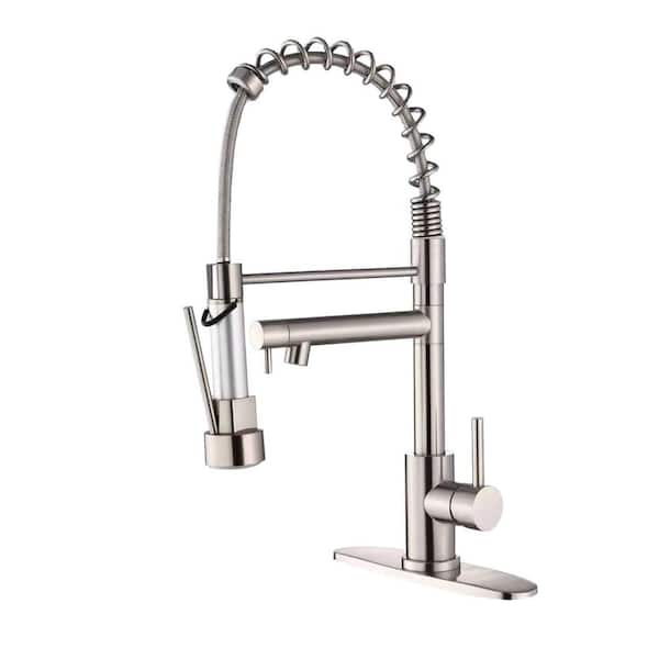 18.3 in. H Pull Down Sprayer Kitchen Faucet with 360° Spout Swivel in Brushed Nickel Stainless Steel