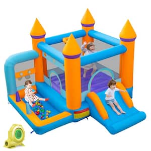 5-in-1 Inflatable Bounce House Castle Kids Jumping Bouncer with Ocean Balls & 735W Blower