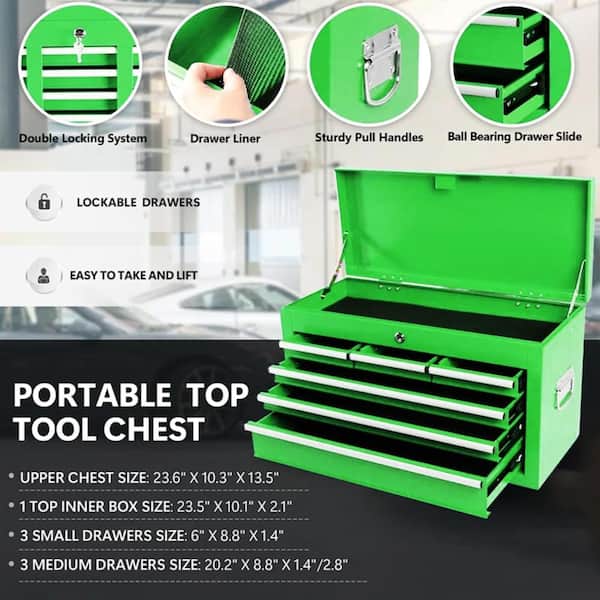 8-Drawer Rolling Tool Chest – 2-in-1 Lockable Tool Box, Sliding
